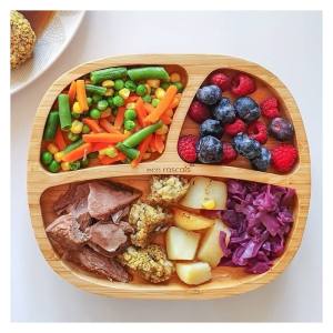 eco rascals plato de bambu con ventosa con compartimentos